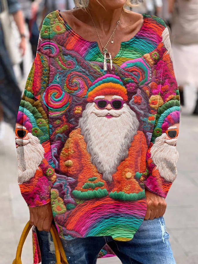 Women's Vintage Santa Claus French Cashmere Knit Top