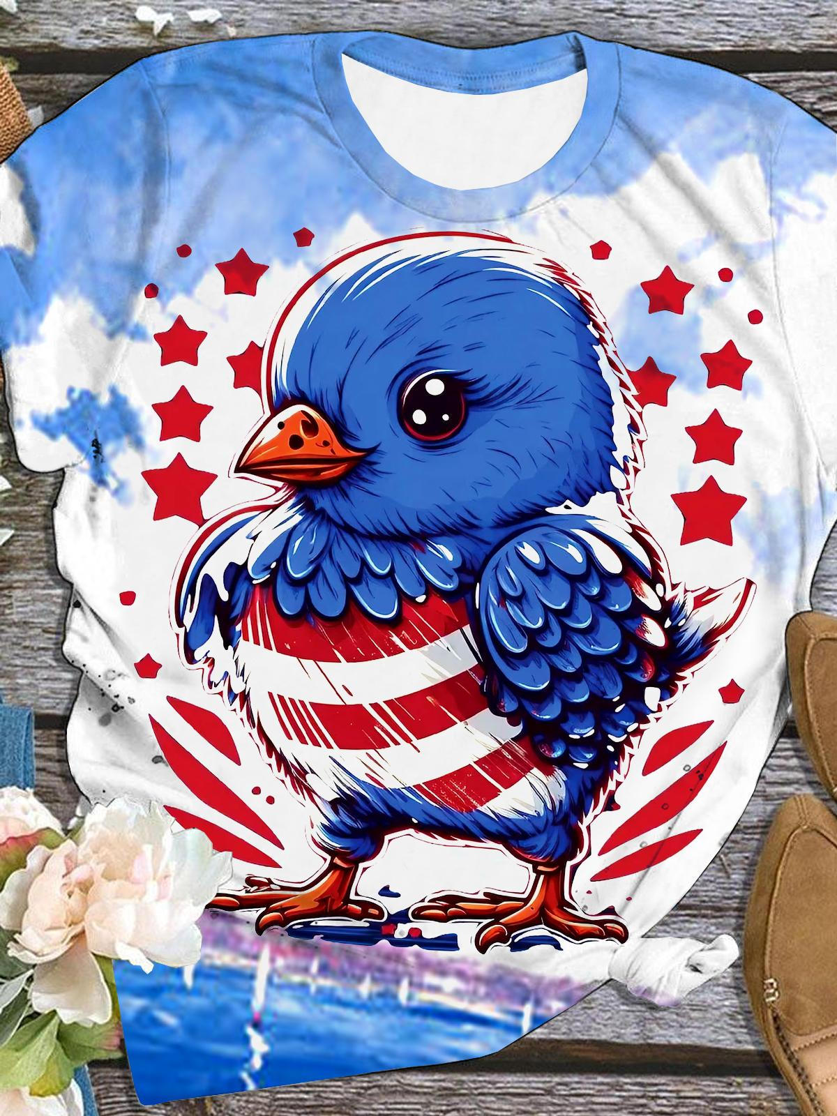 American Flag Beach Patriotic Chicken Star Beach T-Shirt